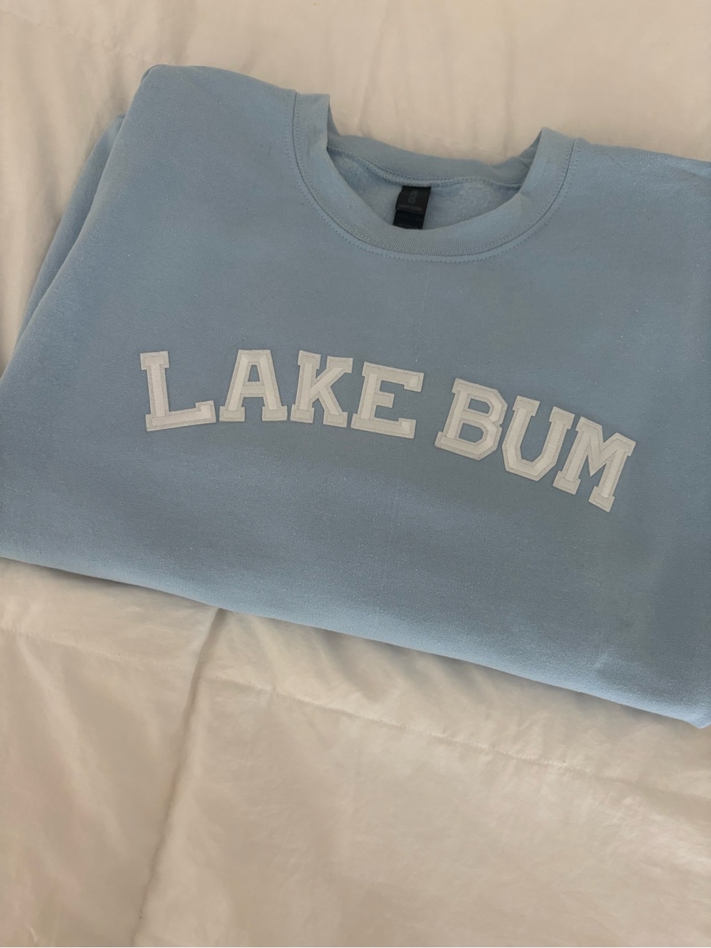 Light Blue "LAKE BUM" Graphic Crewneck Sweatshirt